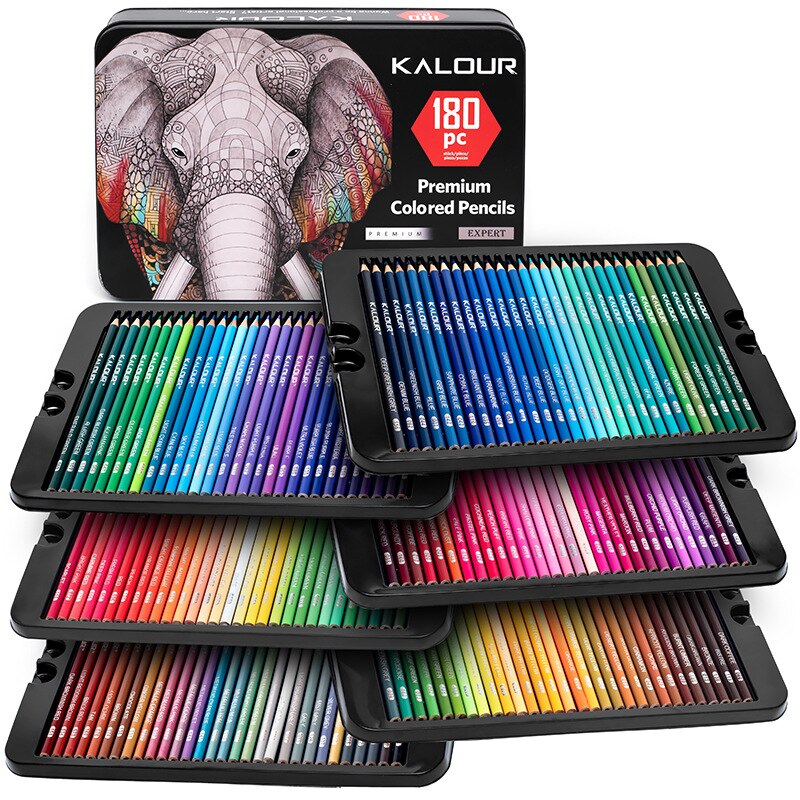 KALOUR 180 Colors Oily Color Pencil 3.8MM Lead Co..
